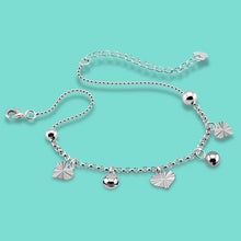 Load image into Gallery viewer, Genuine Sterling Silver Chain Heart Pendant Ankle Bracelet