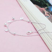 Load image into Gallery viewer, Genuine Sterling Silver Chain Heart Pendant Ankle Bracelet