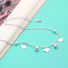 Load image into Gallery viewer, Genuine Sterling Silver Chain Heart Pendant Ankle Bracelet