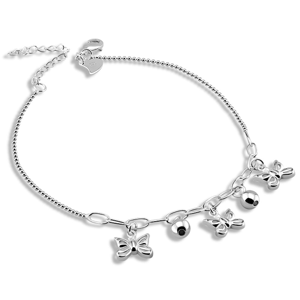 sterling silver chains cute butterfly anklets lady popular