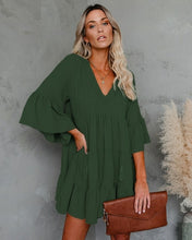 Load image into Gallery viewer, Women&#39;s Babydoll Tunic Dress V Neck 3/4 Sleeve Ruffle Sundress Casual