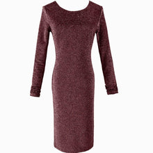 Load image into Gallery viewer, Women's Backless Pleated Long Sleeve V Neck Knitted Dress Elasticity - Sophornlilly