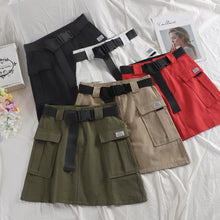 Load image into Gallery viewer, Women's Belted Cargo Skirt Utility High Waist Mini Skirt with Belt