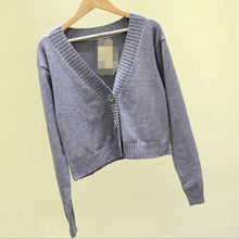 Load image into Gallery viewer, Women's Cropped Cardigan Sweaters Female Black White Short Sweater V - Sophornlilly