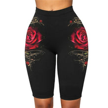 Load image into Gallery viewer, Women's High Waist Rose Printed Leggins Capris 3D Leggings Fitness