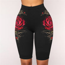 Load image into Gallery viewer, Women's High Waist Rose Printed Leggins Capris 3D Leggings Fitness