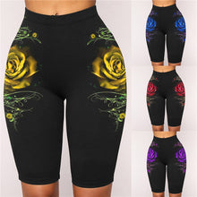 Load image into Gallery viewer, Women's High Waist Rose Printed Leggins Capris 3D Leggings Fitness