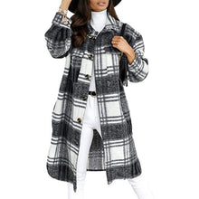 Load image into Gallery viewer, Women‘s Jacket New Long Sleeve Plaid Print Woman Parkas Button Open