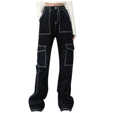 Load image into Gallery viewer, Women’s Mid Waisted Jeans Wide Leg Pants Straight Poket Jeans Casual