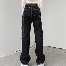 Load image into Gallery viewer, Women’s Mid Waisted Jeans Wide Leg Pants Straight Poket Jeans Casual