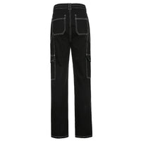 Women’s Mid Waisted Jeans Wide Leg Pants Straight Poket Jeans Casual