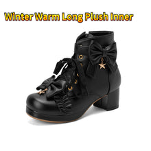 Load image into Gallery viewer, Motorcycle Boots PU Leather Winter Ladies Boot Bow Star