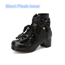 Load image into Gallery viewer, Motorcycle Boots PU Leather Winter Ladies Boot Bow Star