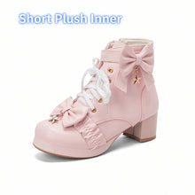 Load image into Gallery viewer, Motorcycle Boots PU Leather Winter Ladies Boot Bow Star