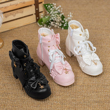 Load image into Gallery viewer, Motorcycle Boots PU Leather Winter Ladies Boot Bow Star