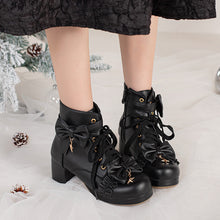 Load image into Gallery viewer, Motorcycle Boots PU Leather Winter Ladies Boot Bow Star