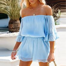Load image into Gallery viewer, Women's Off Shoulder Flare Sleeves Ruffle Jumpsuit Vintage Loose - Sophornlilly