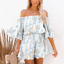 Load image into Gallery viewer, Women's Off Shoulder Flare Sleeves Ruffle Jumpsuit Vintage Loose - Sophornlilly