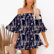 Load image into Gallery viewer, Women's Off Shoulder Flare Sleeves Ruffle Jumpsuit Vintage Loose - Sophornlilly