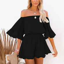 Load image into Gallery viewer, Women's Off Shoulder Flare Sleeves Ruffle Jumpsuit Vintage Loose - Sophornlilly