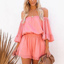 Load image into Gallery viewer, Women's Off Shoulder Flare Sleeves Ruffle Jumpsuit Vintage Loose - Sophornlilly