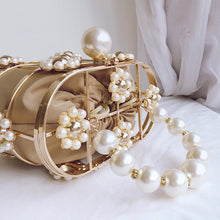 Load image into Gallery viewer, Women's Pearl Handbag Flower Clutch Evening Bag Bead Pearls Top Handle