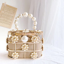 Load image into Gallery viewer, Women's Pearl Handbag Flower Clutch Evening Bag Bead Pearls Top Handle