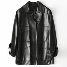 Load image into Gallery viewer, Women's Real Sheepskin Leather Turn Down Collar Coats Jackets Genuine