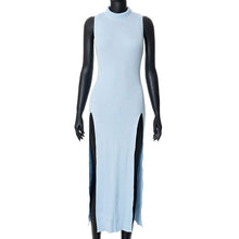 Load image into Gallery viewer, Sexy Knitted Dress Autumn Slim O Neck Sleeveless Side Slit