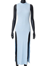Load image into Gallery viewer, Sexy Knitted Dress Autumn Slim O Neck Sleeveless Side Slit