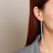 Load image into Gallery viewer, Women's Shinny Long Tassel Dangle Earrings,Full Bling AAA CZ Stones