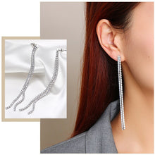 Load image into Gallery viewer, Women's Shinny Long Tassel Dangle Earrings,Full Bling AAA CZ Stones