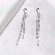 Load image into Gallery viewer, Women's Shinny Long Tassel Dangle Earrings,Full Bling AAA CZ Stones