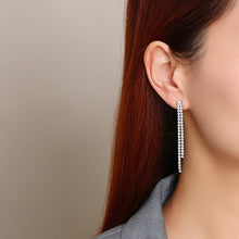 Load image into Gallery viewer, Women's Shinny Long Tassel Dangle Earrings,Full Bling AAA CZ Stones