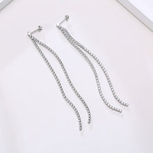 Load image into Gallery viewer, Women's Shinny Long Tassel Dangle Earrings,Full Bling AAA CZ Stones