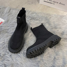 Load image into Gallery viewer, Women&#39;s Short Boots Knitted Stretch Boots Socks Boots Round Toe Square