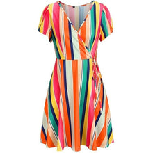 Load image into Gallery viewer, Women's Short Sleeve V Neck Summer Floral Sundress Casual Mini Dress - Sophornlilly