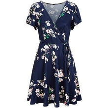 Load image into Gallery viewer, Women's Short Sleeve V Neck Summer Floral Sundress Casual Mini Dress - Sophornlilly