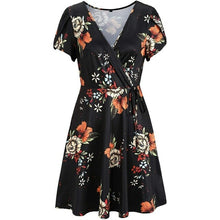 Load image into Gallery viewer, Women's Short Sleeve V Neck Summer Floral Sundress Casual Mini Dress - Sophornlilly