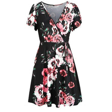 Load image into Gallery viewer, Women's Short Sleeve V Neck Summer Floral Sundress Casual Mini Dress - Sophornlilly