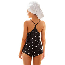Load image into Gallery viewer, Women's Sleepwear Sexy Satin Pajama Set V Neck Heart Print Pyjamas