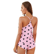 Load image into Gallery viewer, Women's Sleepwear Sexy Satin Pajama Set V Neck Heart Print Pyjamas