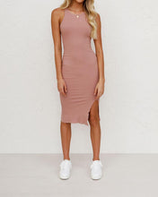 Load image into Gallery viewer, Women's Solid Color Vest Slim Long Knitted Split Summer Dress - Sophornlilly