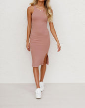 Load image into Gallery viewer, Women's Solid Color Vest Slim Long Knitted Split Summer Dress - Sophornlilly