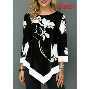 Women's Spring and Autumn  Fashion Printed Long Sleeve  Round Neck