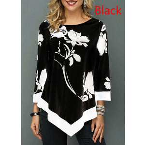 Women's Spring and Autumn  Fashion Printed Long Sleeve  Round Neck