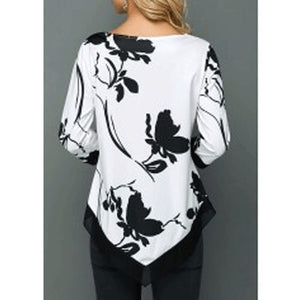 Women's Spring and Autumn  Fashion Printed Long Sleeve  Round Neck
