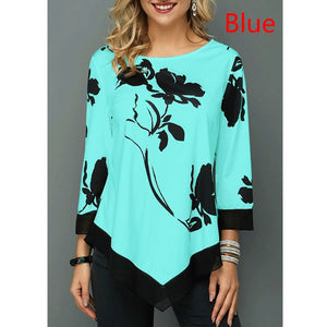 Women's Spring and Autumn  Fashion Printed Long Sleeve  Round Neck