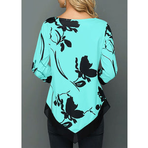 Women's Spring and Autumn  Fashion Printed Long Sleeve  Round Neck