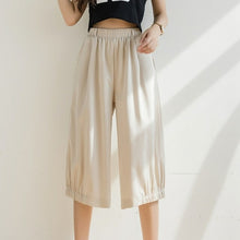 Load image into Gallery viewer, Women's Summer Cropped Pants Long High Waist Women Loose Black
